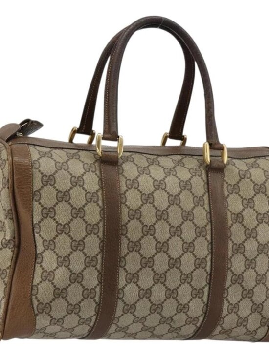 Gucci Handbags - GUCCI GG Supreme Boston Bag PVC Beige Gold Auth 184499